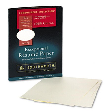Southworth Co Southworth RD18ICF Connoisseur Exceptional Risumi Paper  Ivory  32lb  Letter  100 per Box RD18ICF